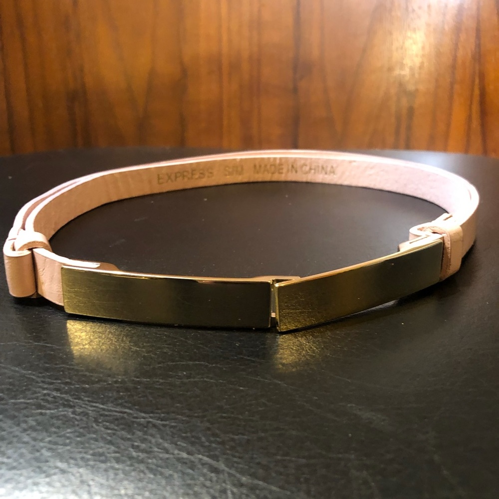 Pale pink Express Gold Plated Skinny leather belt s/m
